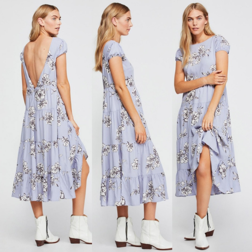 NEW Free People Rita Tiered Floral Midi Dress $128 - Picture 2 of 8